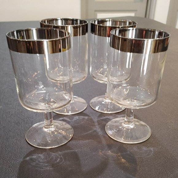 dorothy Thrope Other - Vintage MCM Dorothy Thorpe Allegro Silver Wide Band Wine Water Goblet Glasses